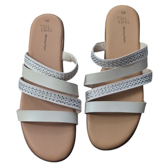 Time and Tru Shoes - cream and crystal sandals size 8.5